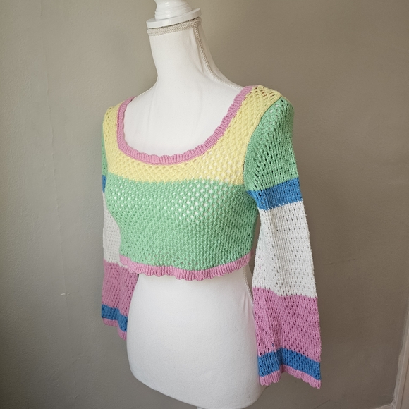 Sincerely Jules Pastel Knit Top with Mint, Yellow & Pink - Picture 9 of 9
